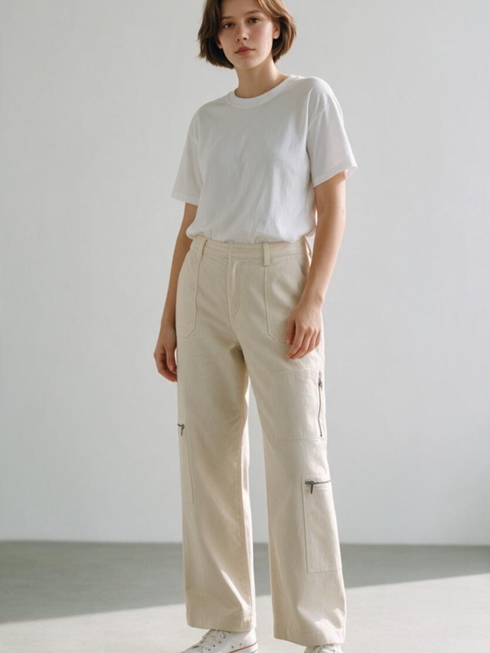 Ralph Lauren Ivory Lined Wool Cargo Pants